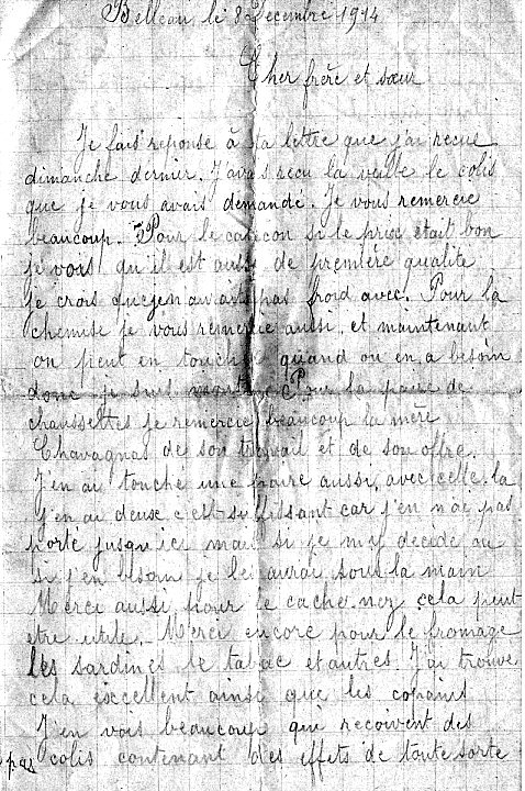 lettre du 08 décembre 1914
