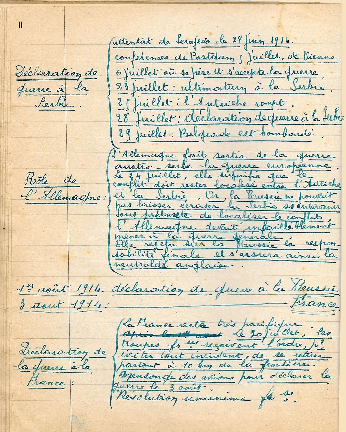 Cahier de prises de notes HISTOIRE_Guerre_14_18