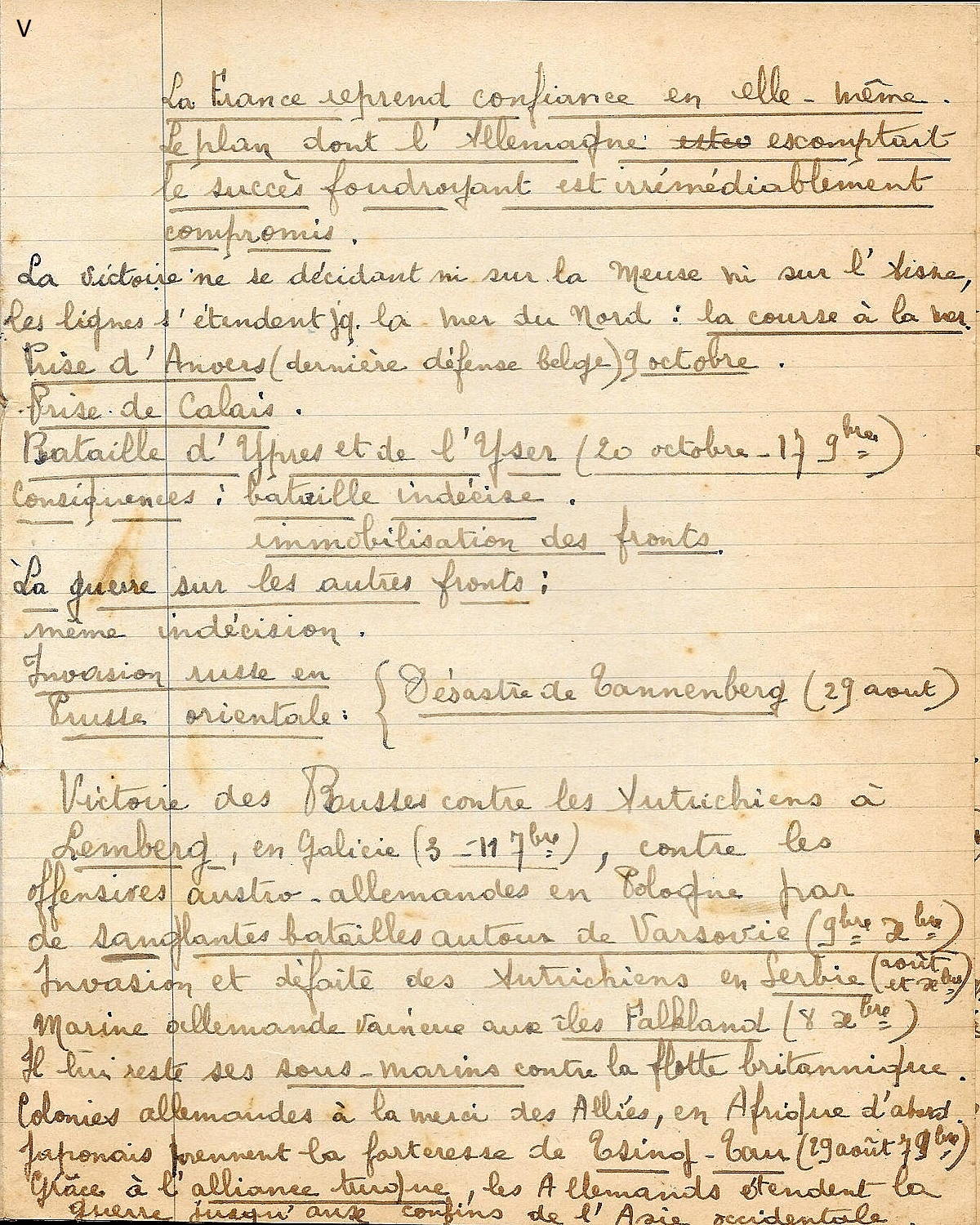 Cahier de prises de notes HISTOIRE_Guerre_14_18