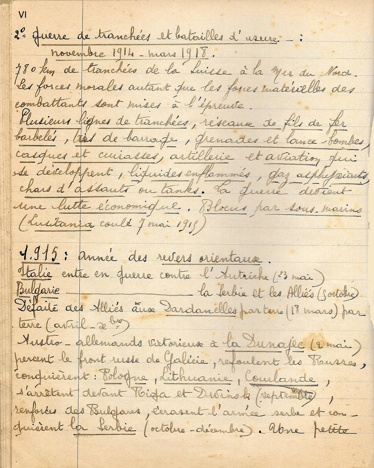 Cahier de prises de notes HISTOIRE_Guerre_14_18