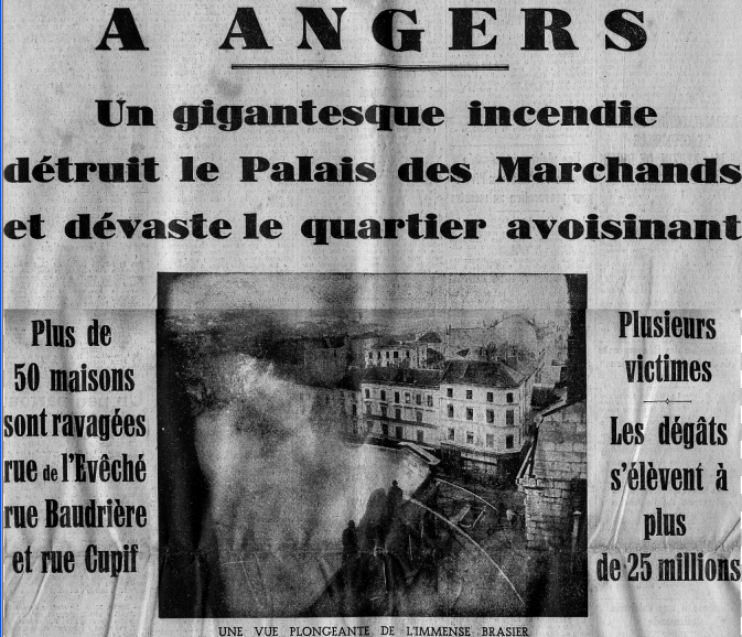 INCENDIE 1936 ANGERS PALAIS DES MARCHANDS