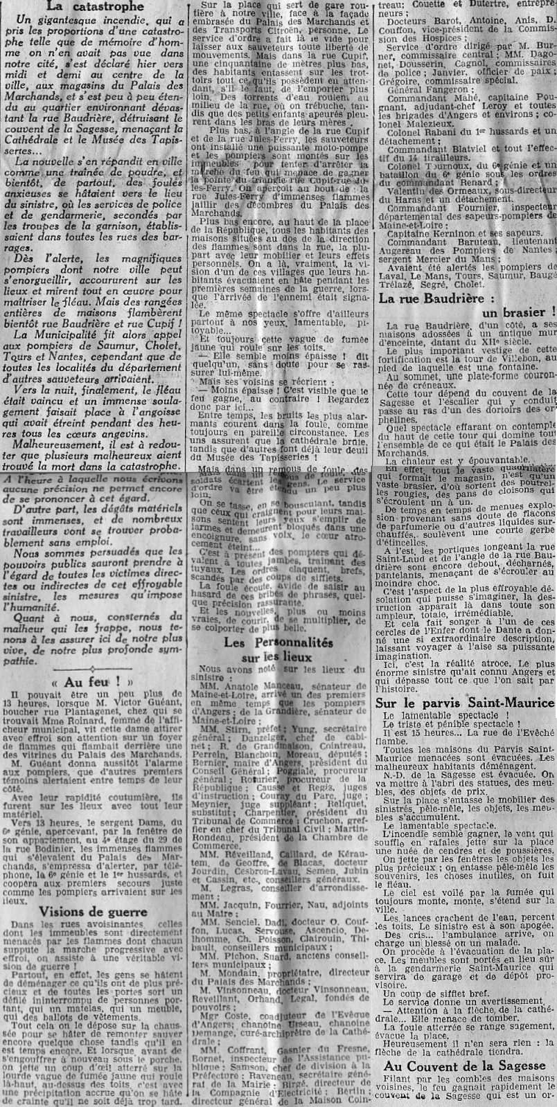 incendie du palais des marchands angers 1936